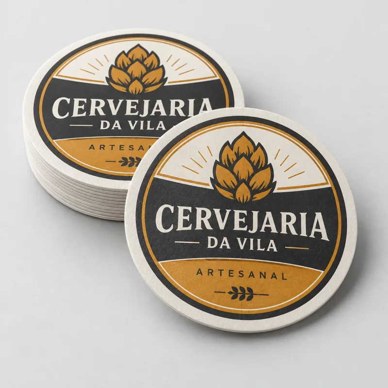 Bolacha de Chopp Simples, couchê 250g, 4x0, 8,5x8,5cm